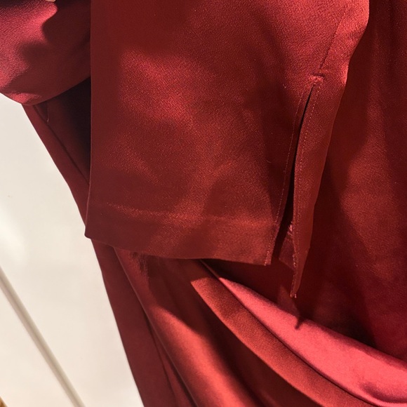 NWT SIMKHAI "Qiana" long draped satin gown oxblood $895 size 8 - Picture 13 of 13